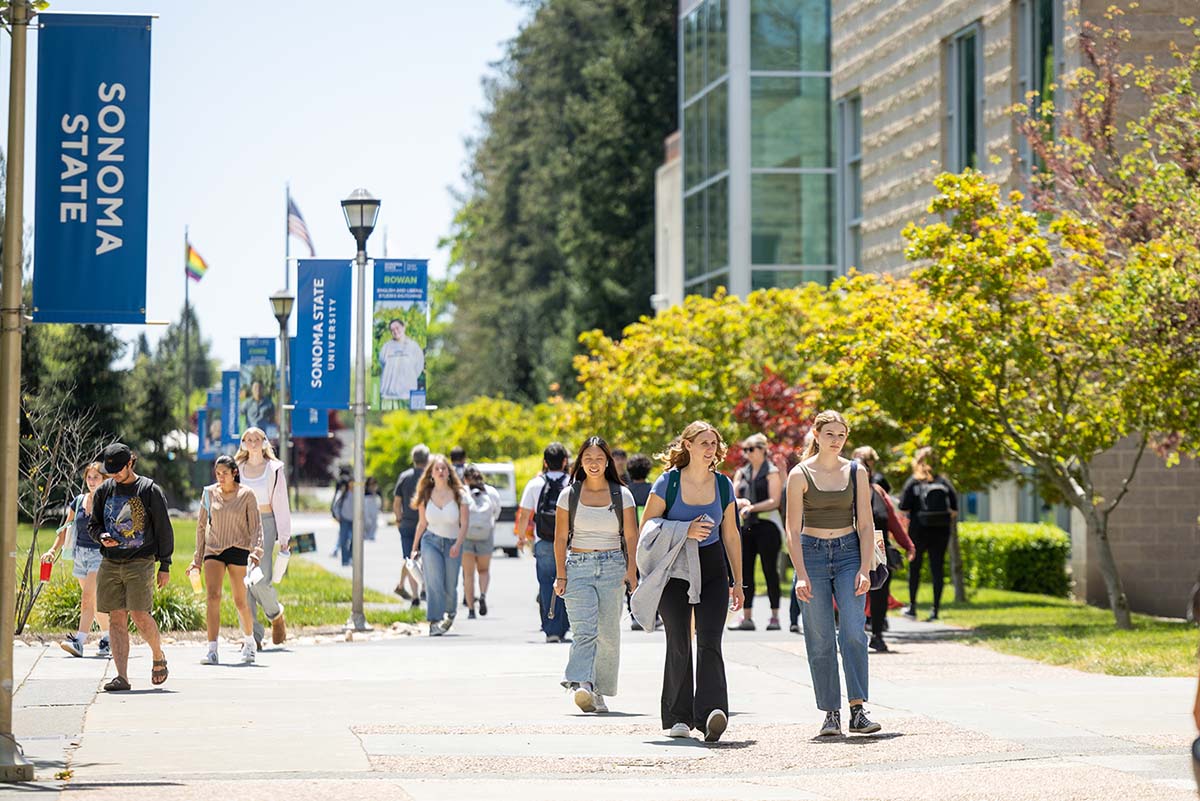 Students walking on campus