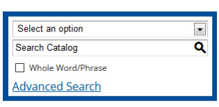 example screen of search options